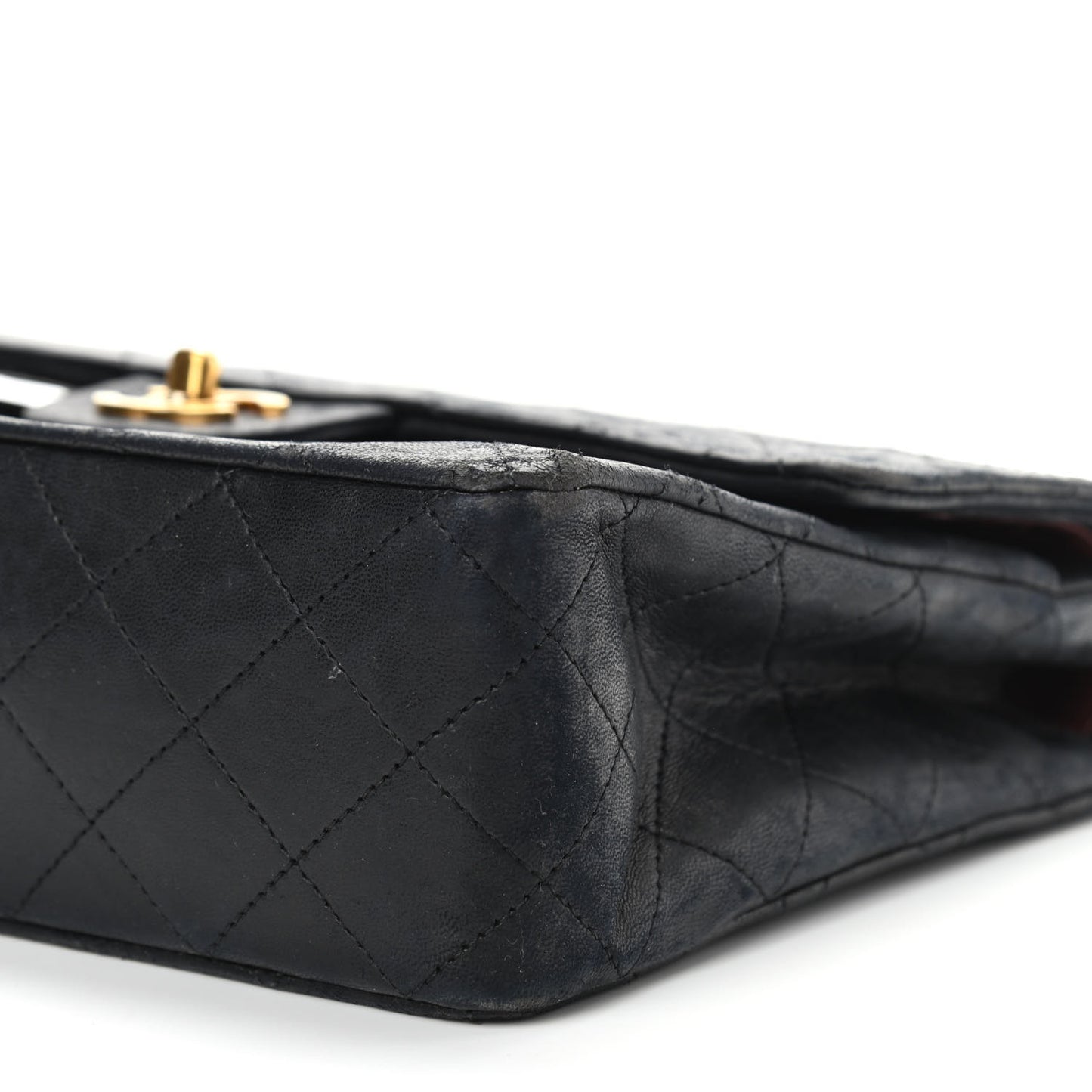 Lambskin Quilted Medium Double Flap Black