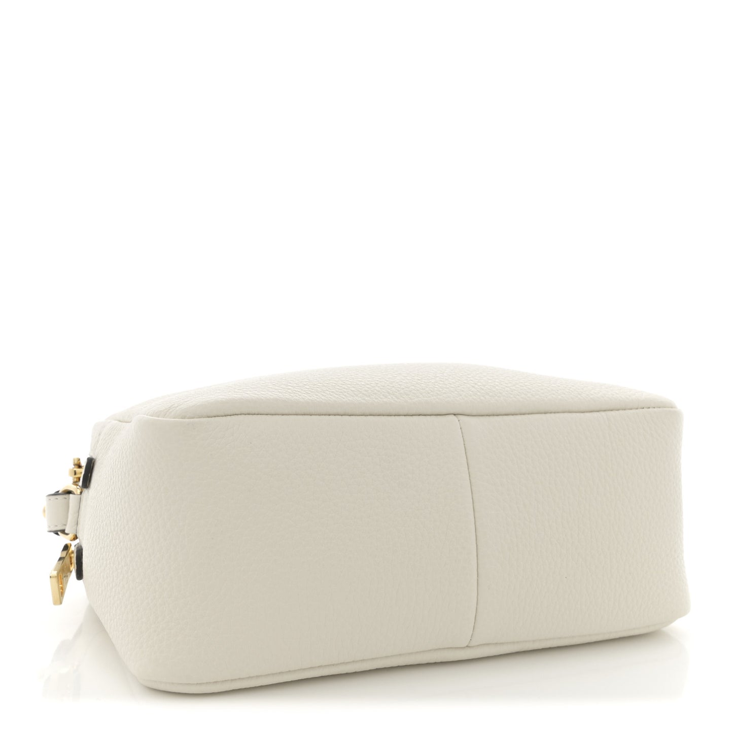 Vitello Daino Soft Medium Double Zip Shoulder Bag White