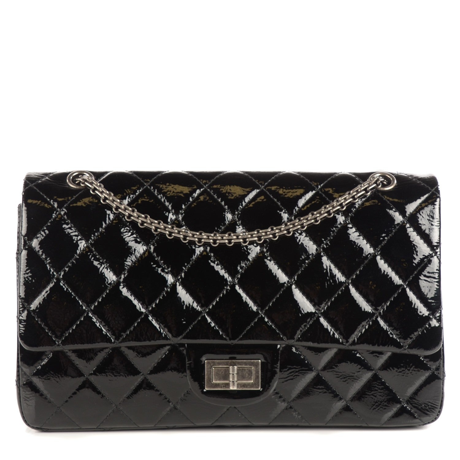 Chanel Distressed Patent 2.55 Reissue 227 Black 1 of 8