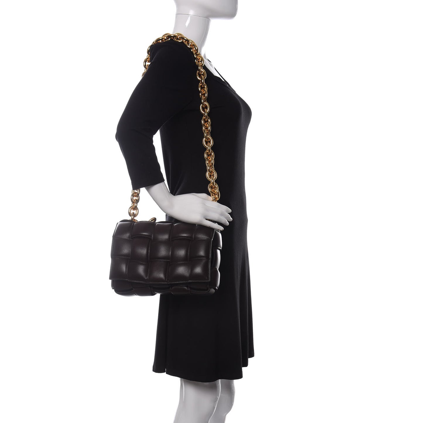 Lambskin Maxi Intreccio Padded Chain Cassette Crossbody Bag Black