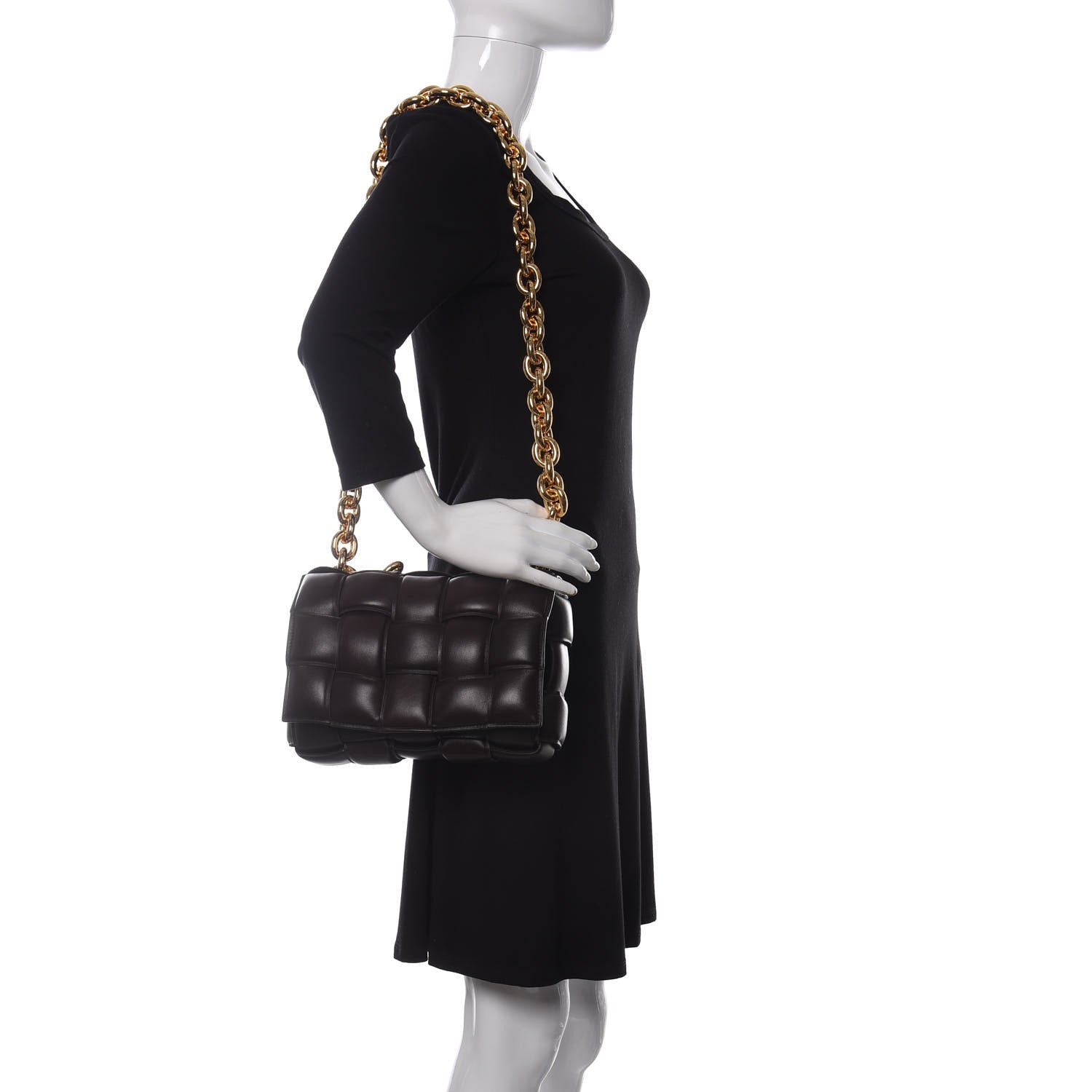 Bottega Veneta Lambskin Maxi Intreccio Padded Chain Cassette Crossbody Bag Black 2 of 10