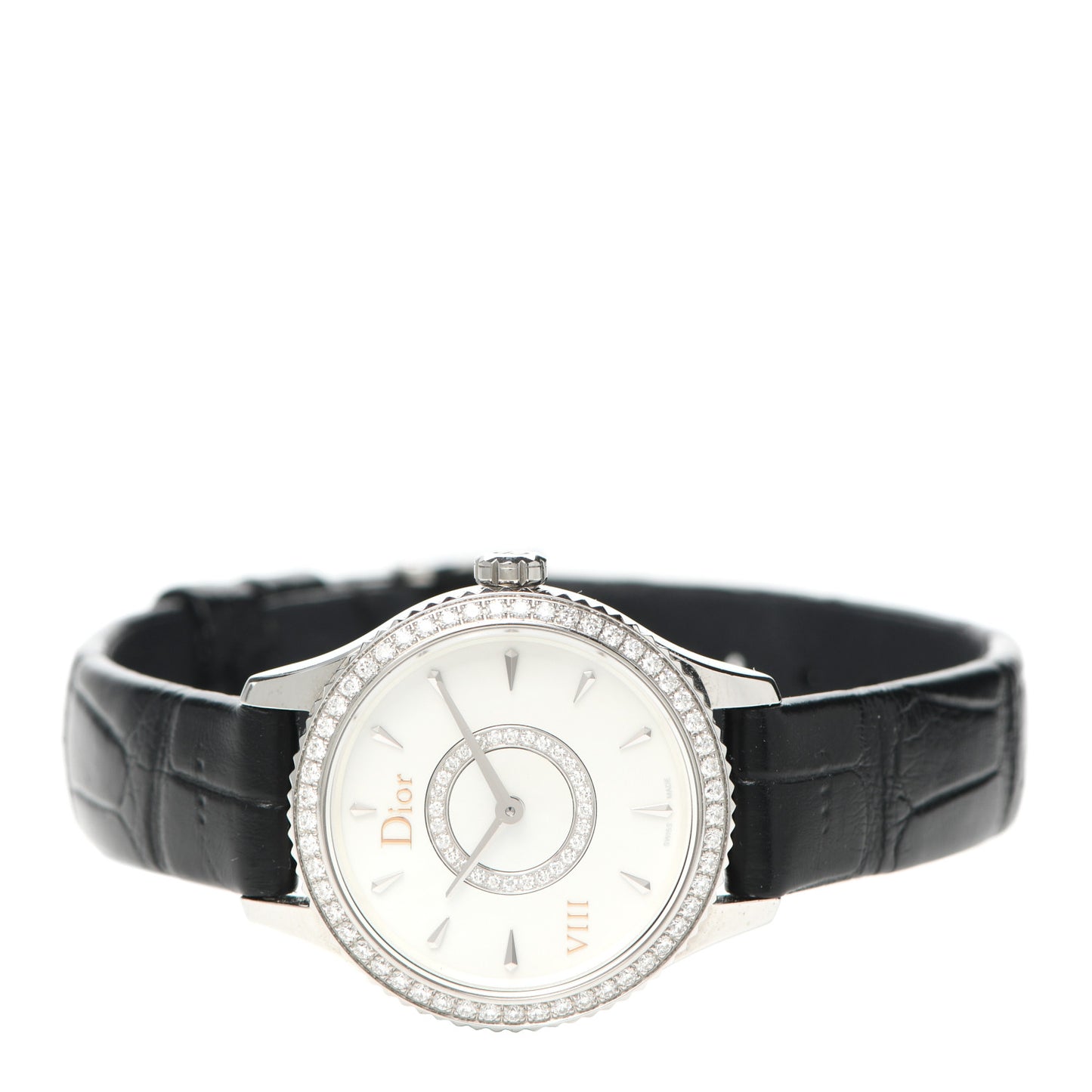 Stainless Steel Alligator Diamond Bezel 25mm Dior VIII Montaigne Quartz Watch
