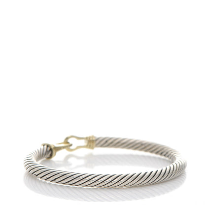 David Yurman Sterling Silver 14K Yellow Gold 5mm Cable Classic Buckle Bracelet 3 of 4