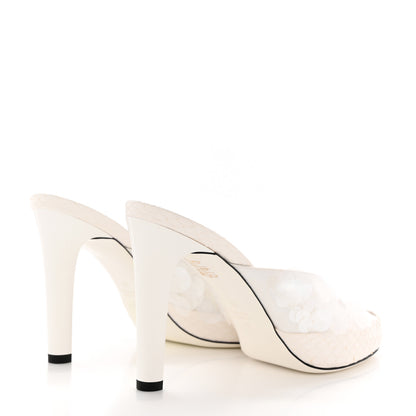 Fendi Sequin Snakeskin Sandals 39 White 4 of 12