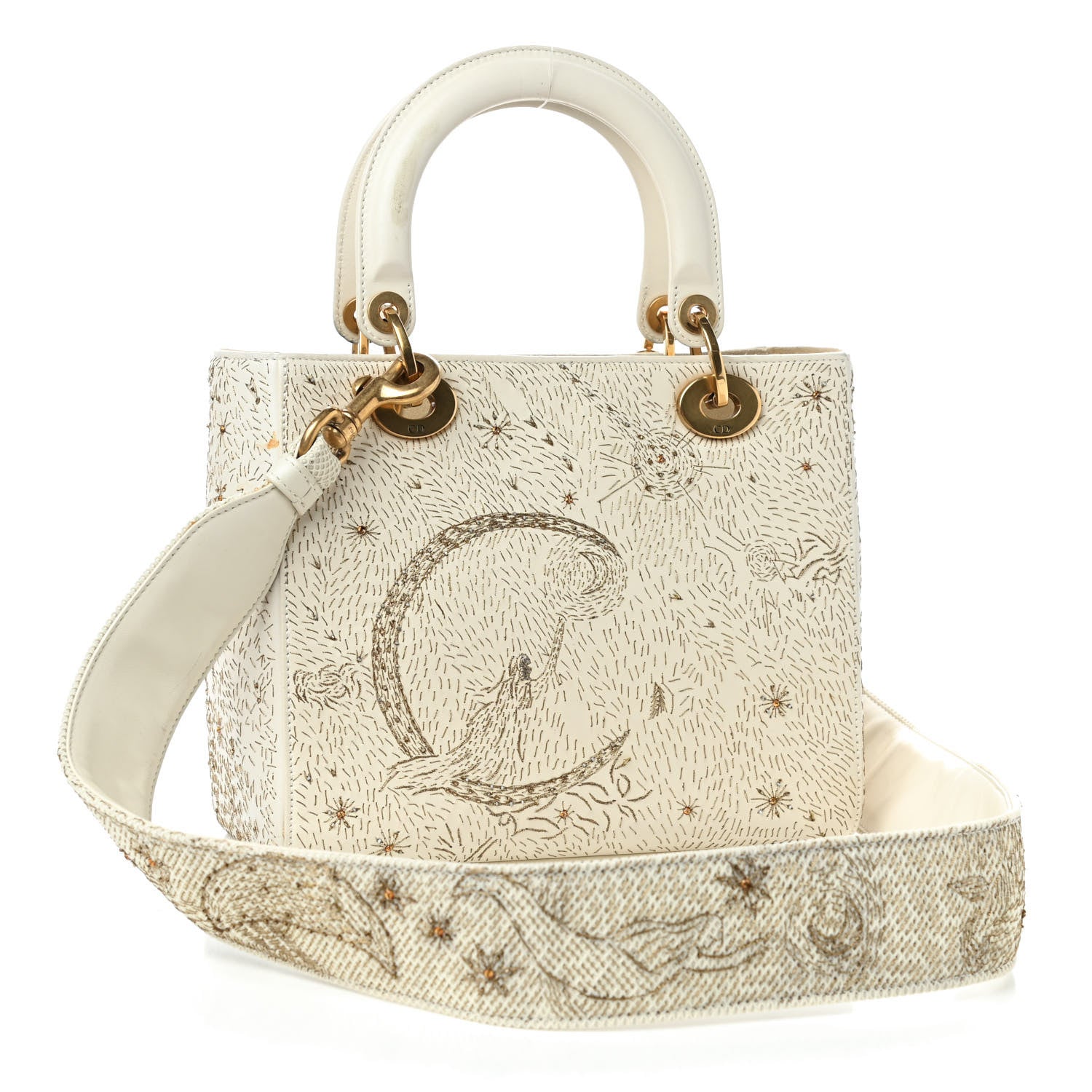 Christian Dior Smooth Calfskin Embroidered The Moon in My Eyes Medium Lady Dior White 3 of 13