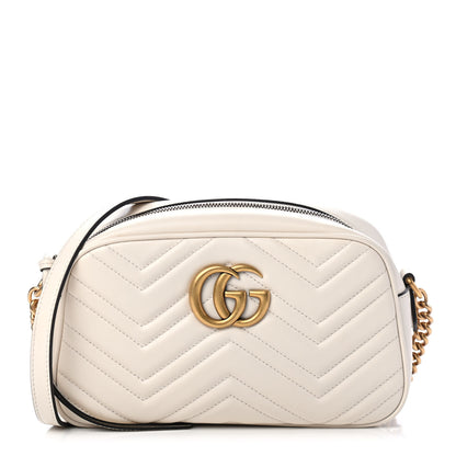 Gucci Calfskin Matelasse Small GG Marmont Chain Shoulder Bag White 1 of 4