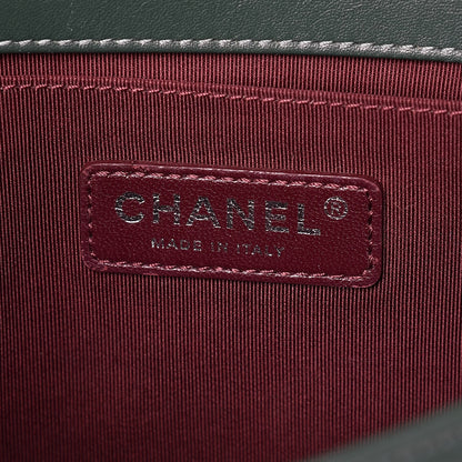 Chanel Calfskin Woven Medium Boy Flap Green White 6 of 14