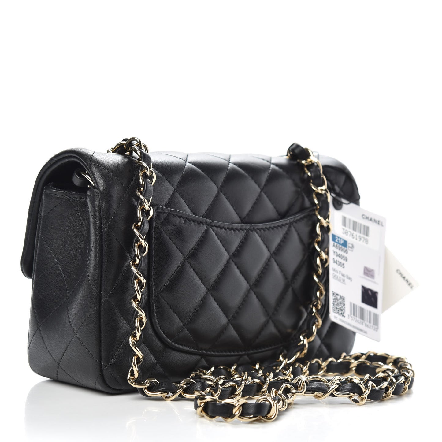 Lambskin Quilted Mini Rectangular Flap Black