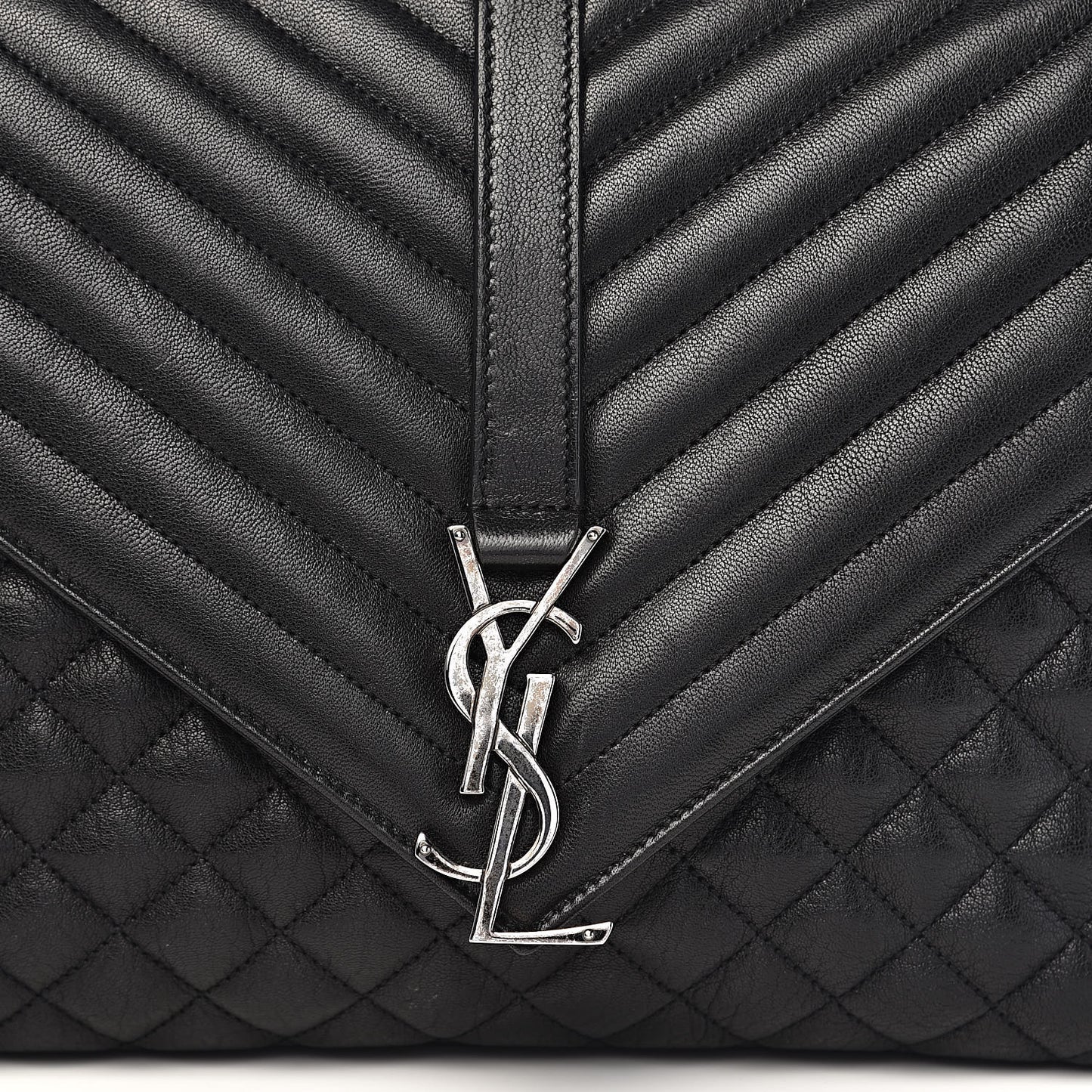 Calfskin Mixed Matelasse Triquilt Large Monogram Satchel Black