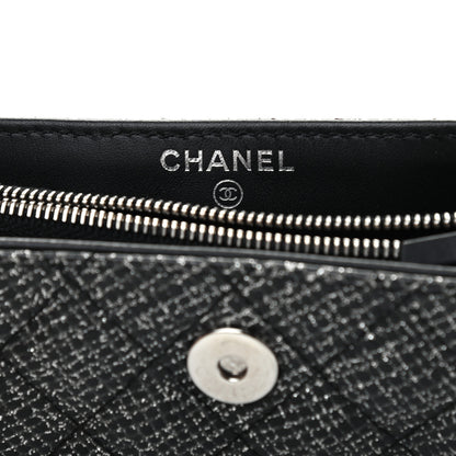 Chanel Glitter Calfskin Quilted Mini Phone Holder Clutch Black 6 of 8
