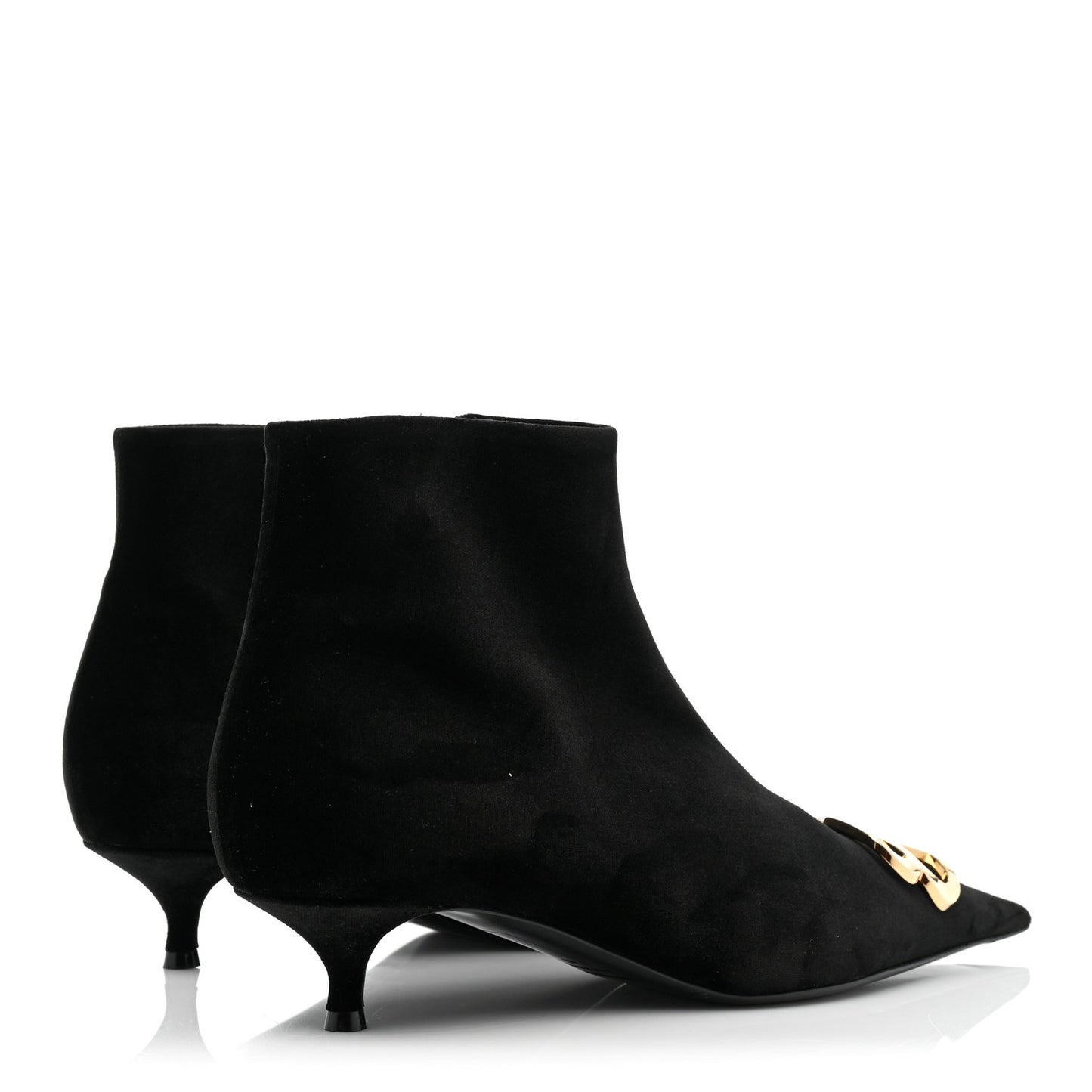 Velvet BB Pointy Toe Ankle Booties 41 Black Vintage
