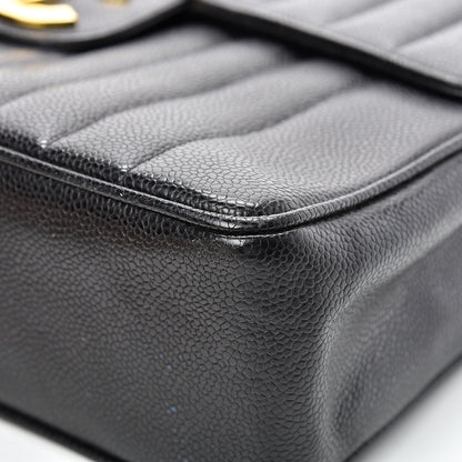 Chanel Caviar Vertical Quilted Jumbo Single Flap Black 10 of 19