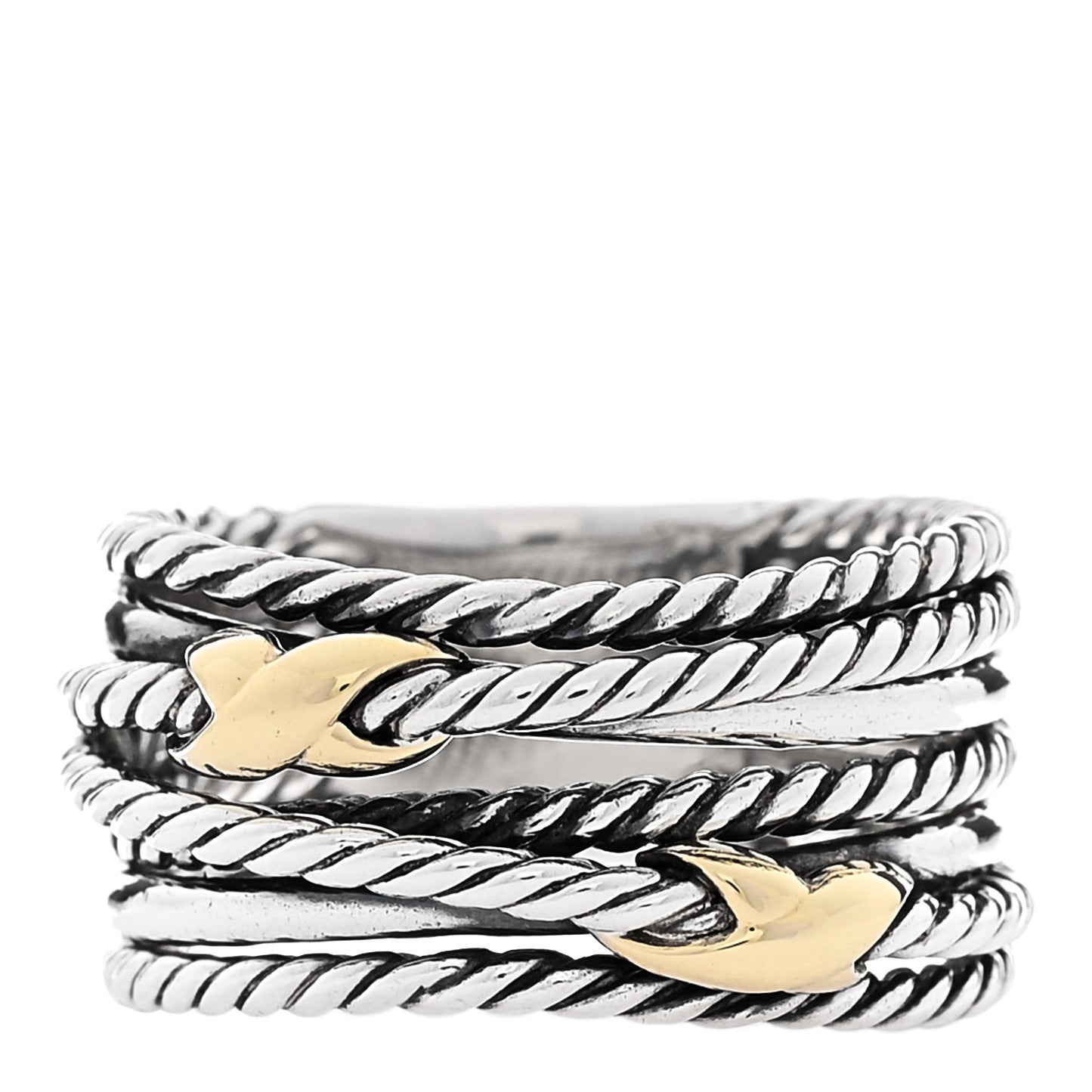 Sterling Silver 18K Yellow Gold Double X Crossover Ring 58 8.25