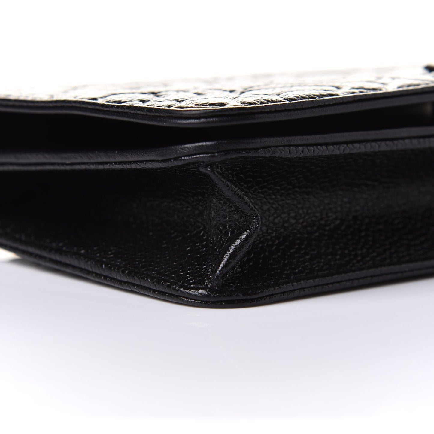 Caviar Camellia Embossed Wallet On Chain WOC Black