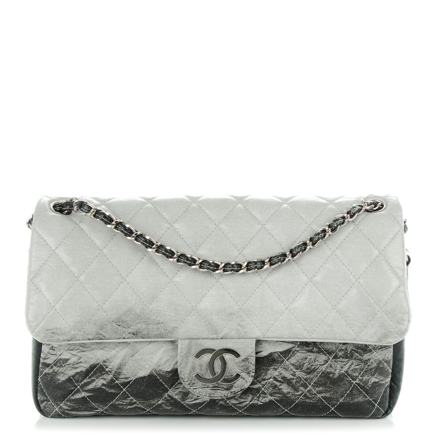 Chanel Vinyl Quilted Jumbo Melrose Degrade Flap Black 1 of 7