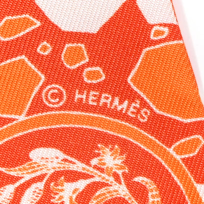 Hermes Silk La Danse Des Amazones Twilly Orange Corail White 4 of 5