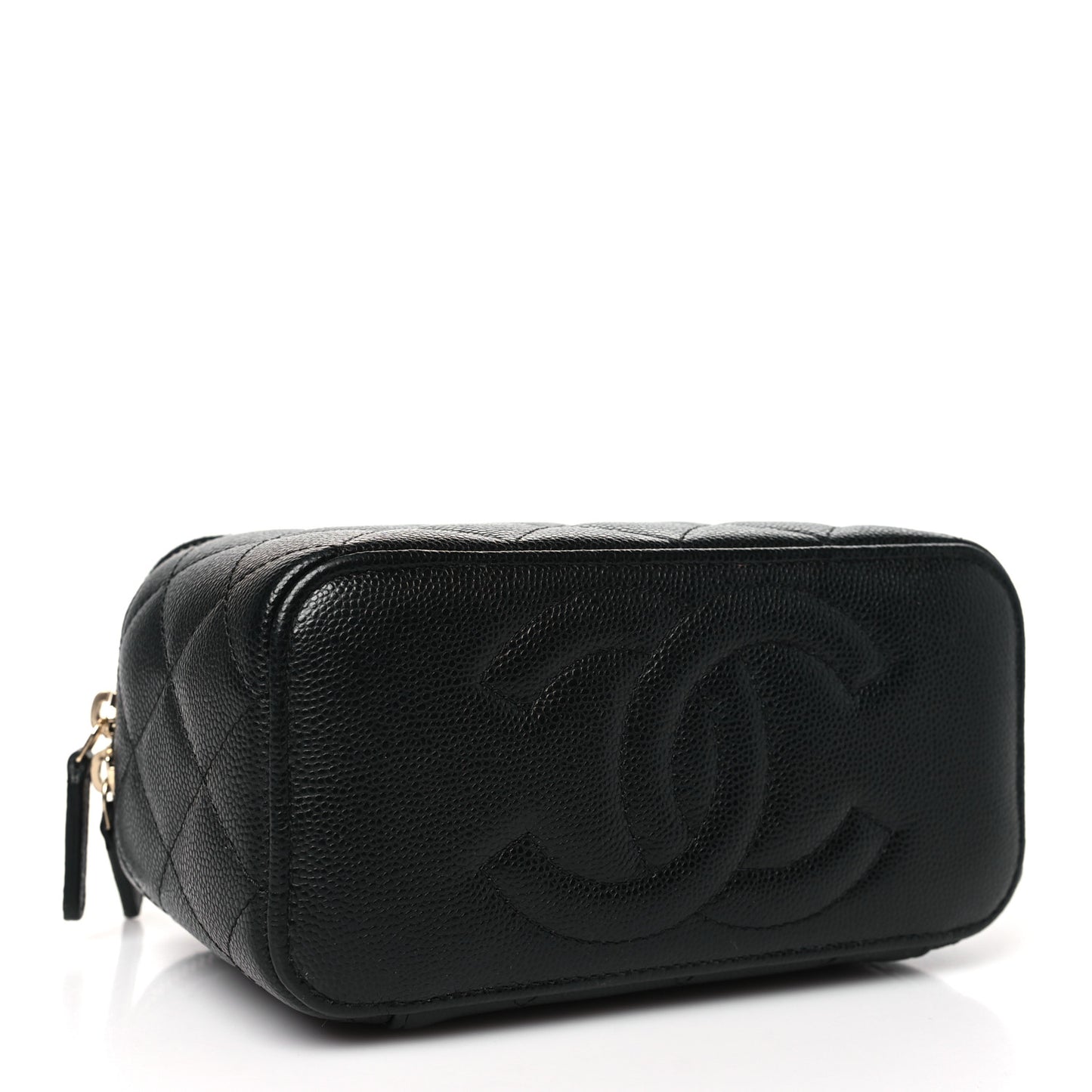 Caviar Quilted Small Vanity Case With Chain Black
