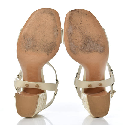 Valentino Garavani Calfskin Nappa Rockstud Spike 90mm Ankle Strap Sandals 36 Ivory 5 of 21