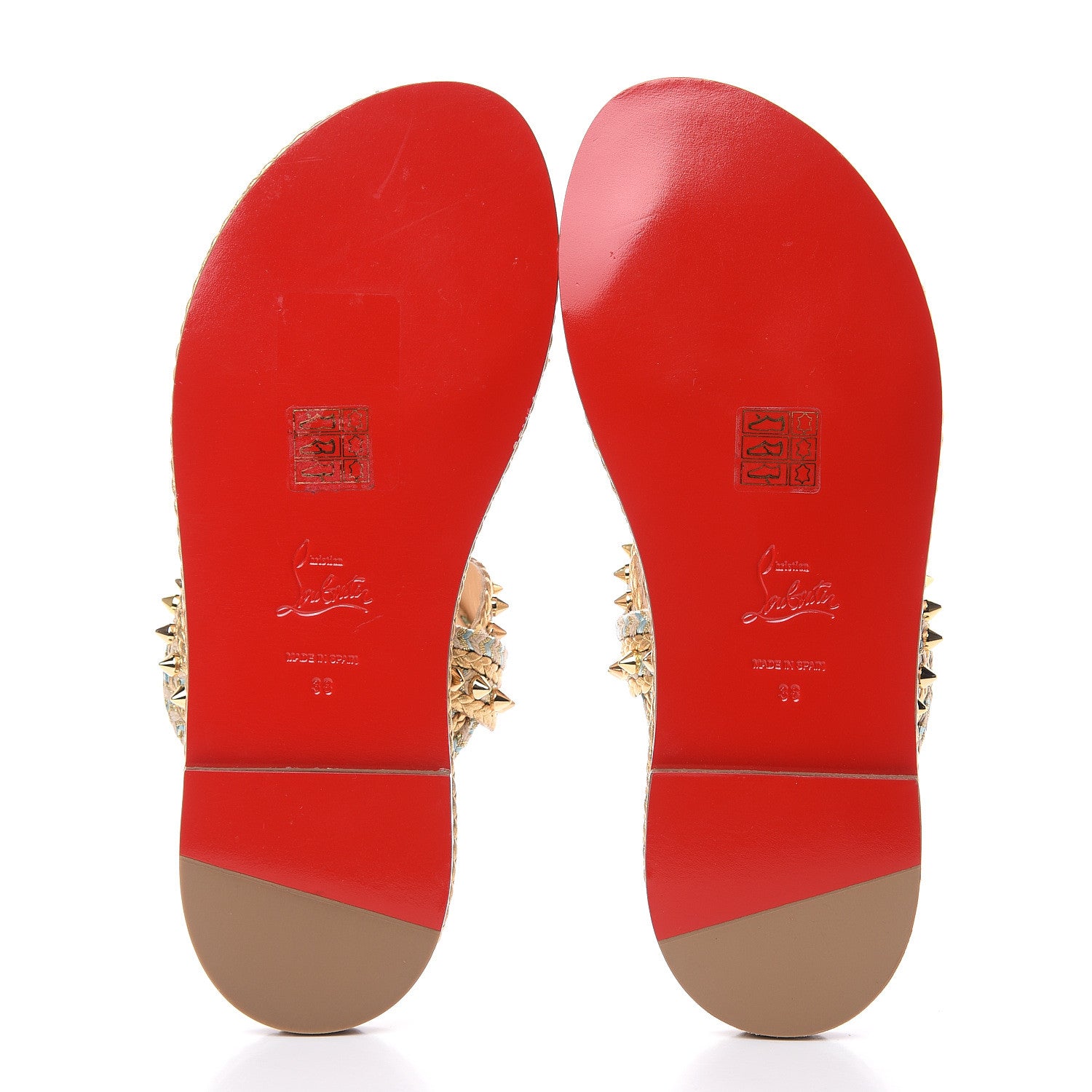 Christian Louboutin Calfskin Braided Normandie Flat Slide Sandals 38 Gold 6 of 9