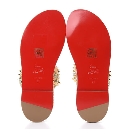 Christian Louboutin Calfskin Braided Normandie Flat Slide Sandals 38 Gold 6 of 9