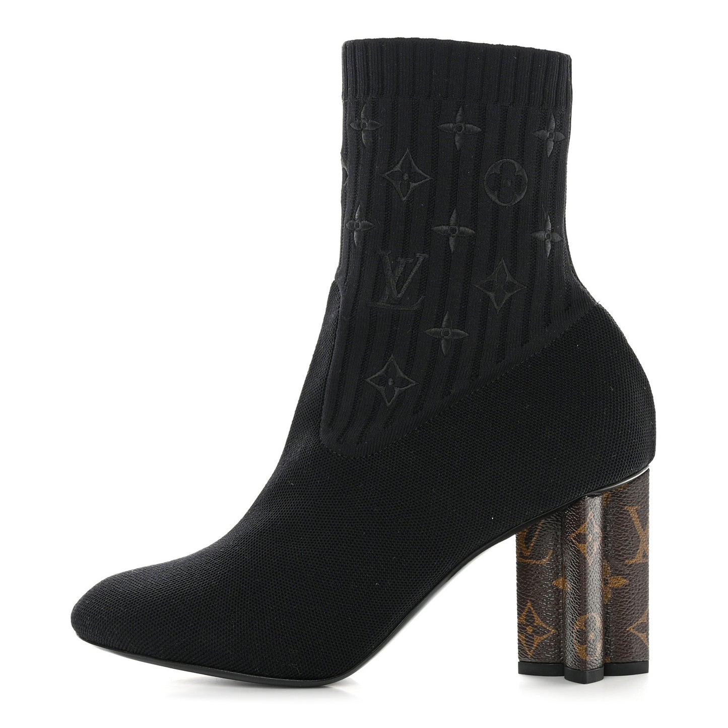 Monogram Stretch Fabric Silhouette Ankle Boots 40.5 Black