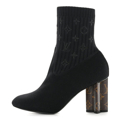 Louis Vuitton Monogram Stretch Fabric Silhouette Ankle Boots 40.5 Black 1 of 8