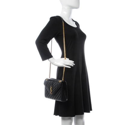 Saint Laurent Grain De Poudre Textured Mixed Matelasse Triquilt Medium Monogram Satchel Black 2 of 8