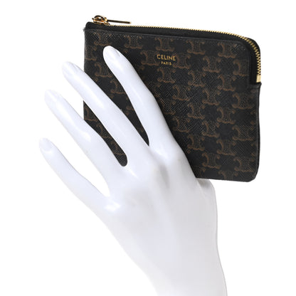 Celine Triomphe Canvas Coin and Card Pouch With Hook Black 2 of 7