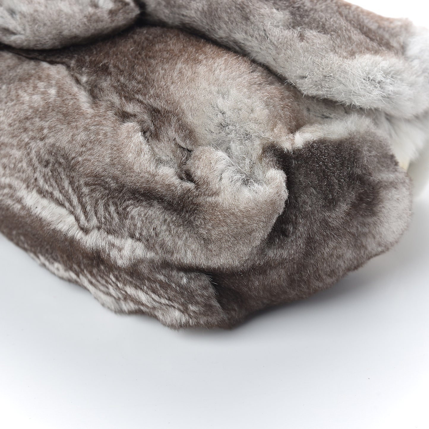 Rabbit Fur CC Medium Flap Bag Brown