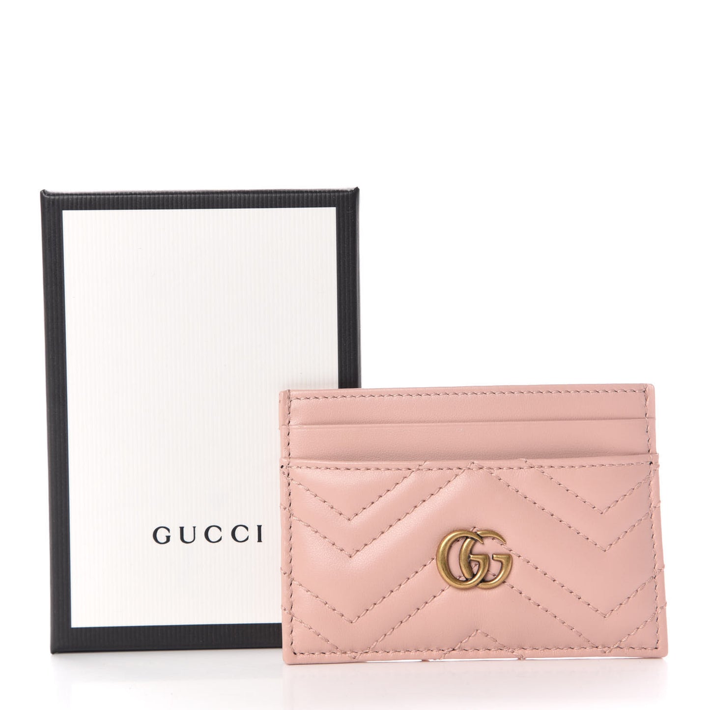 Calfskin Matelasse GG Marmont Card Holder Perfect Pink