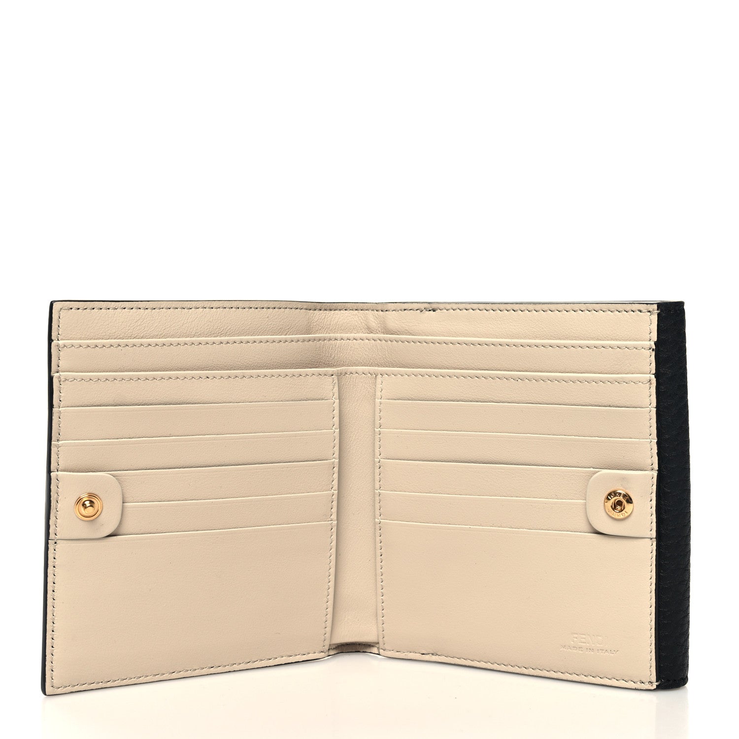 Fendi Cuoio Romano Vitello Grace Micro Peekaboo Tri-Fold Wallet Black Camelia 5 of 11