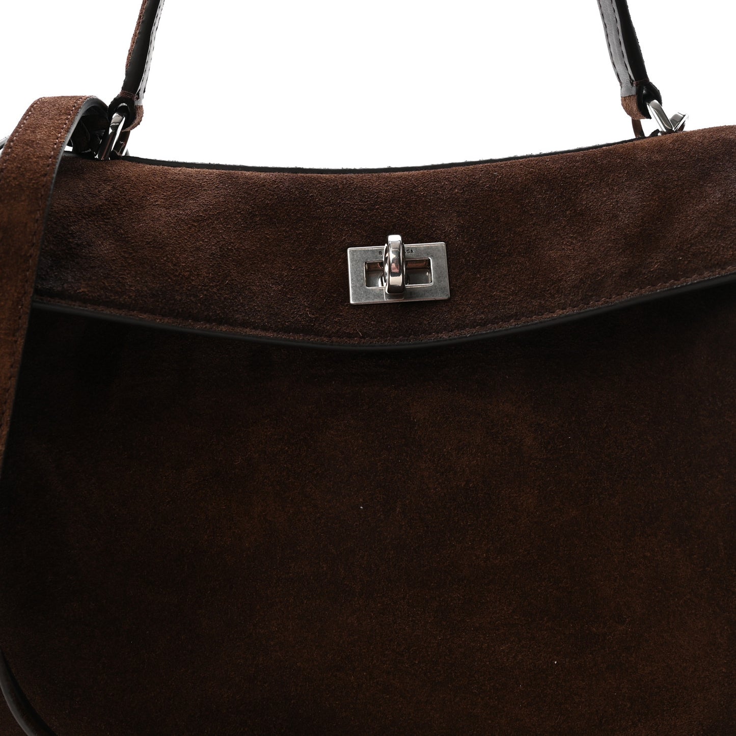 Waxed Suede Small Rodeo Top Handle Handbag Light Espresso