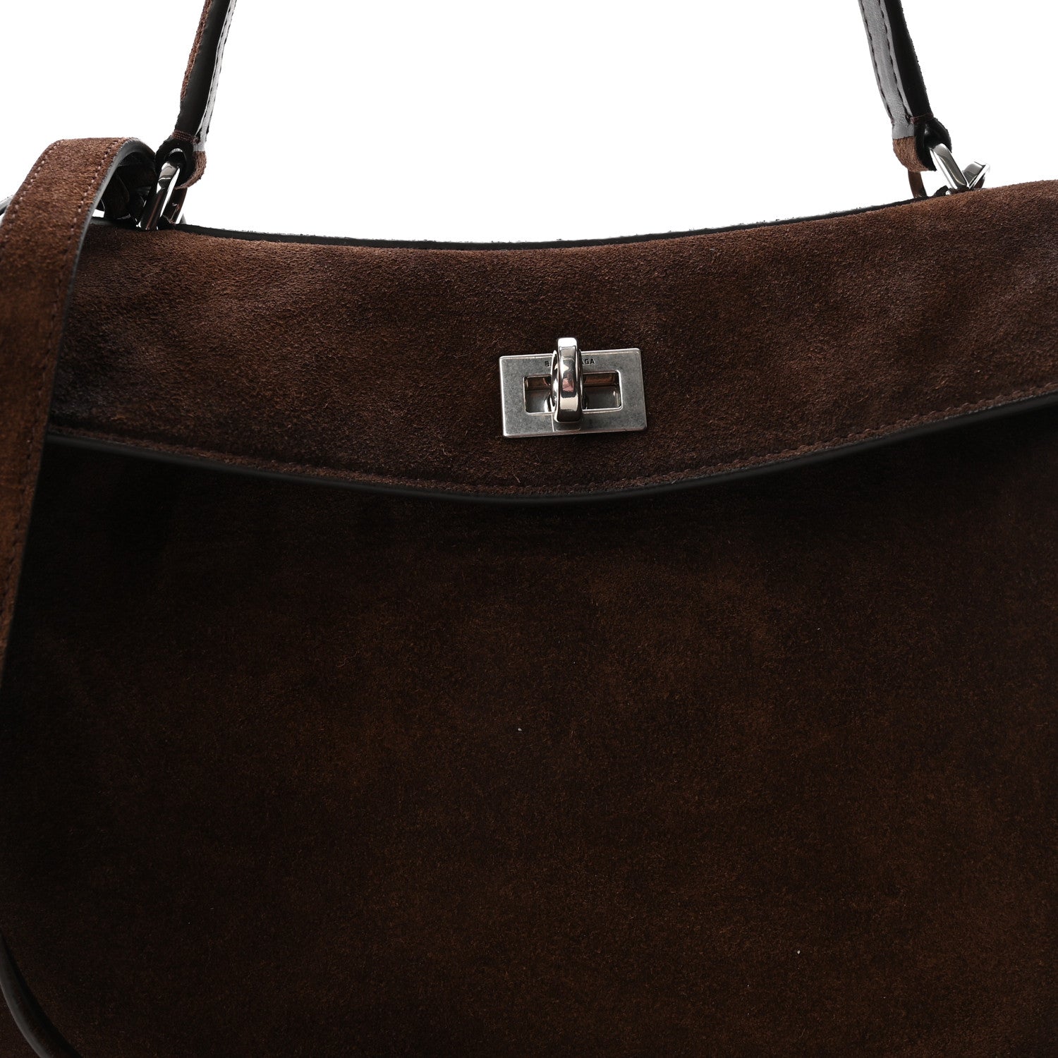 Balenciaga Waxed Suede Small Rodeo Top Handle Handbag Light Espresso 7 of 9