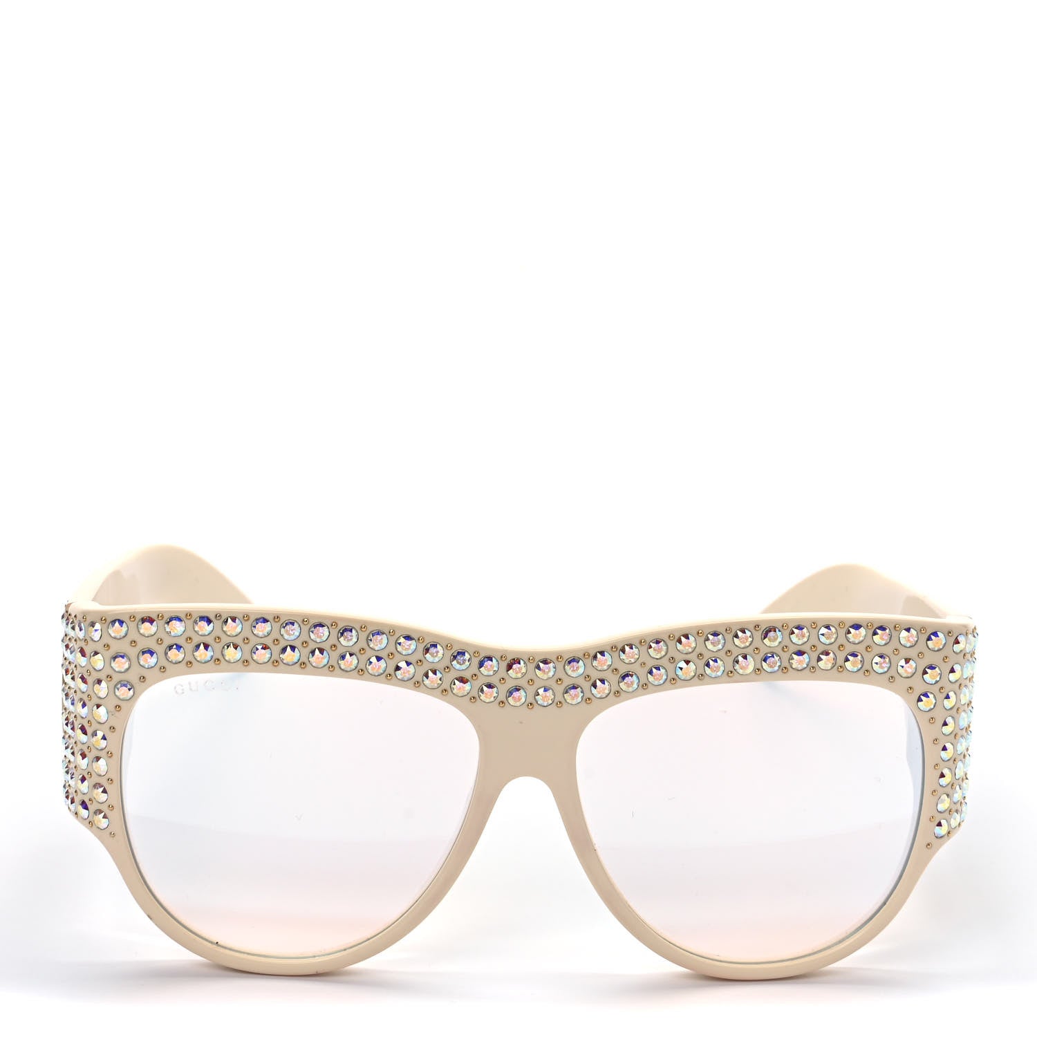 Gucci Acetate Crystal Oversize Hollywood Forever Sunglasses GG0144S Ivory 2 of 7