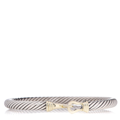 David Yurman Sterling Silver 14K Yellow Gold 5mm Cable Classic Buckle Bracelet 1 of 5