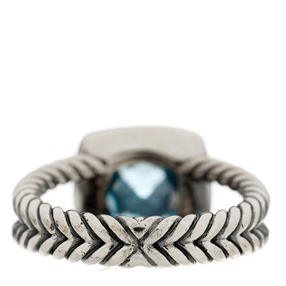 David Yurman Sterling Silver Sapphire Blue Topaz 7mm Petite Albion Ring 53 6.25 4 of 5