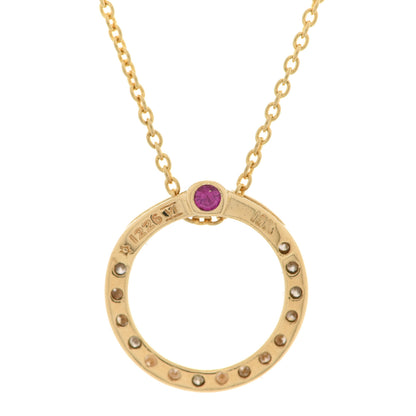 Roberto Coin 18K Yellow Gold Diamond Tiny Treasures .09ctw Circle Pendant Necklace 5 of 7