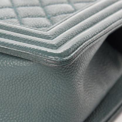 Chanel Caviar Quilted Medium Boy Flap Dark Green 12 of 13