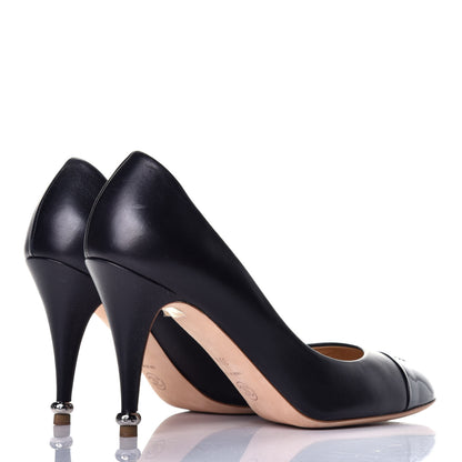 Chanel Lambskin Patent Cap Toe CC Pumps 39.5 Black 4 of 8