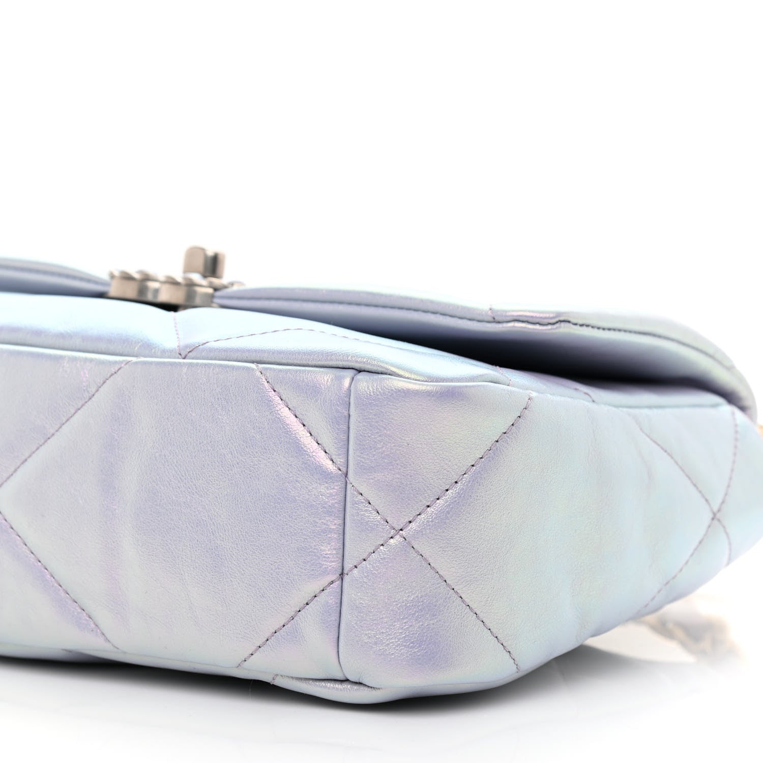 Chanel Iridescent Calfskin Quilted Medium Chanel 19 Flap Light Purple Blue 10 of 10