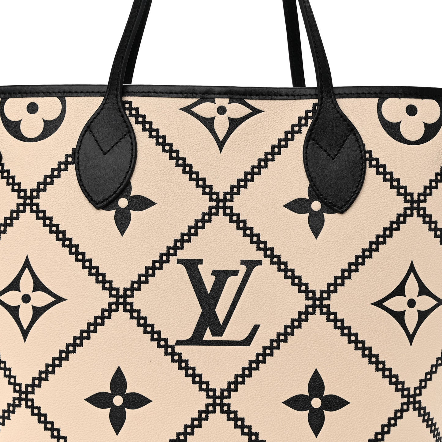 Empreinte Monogram Giant Broderies Neverfull MM Cream Black
