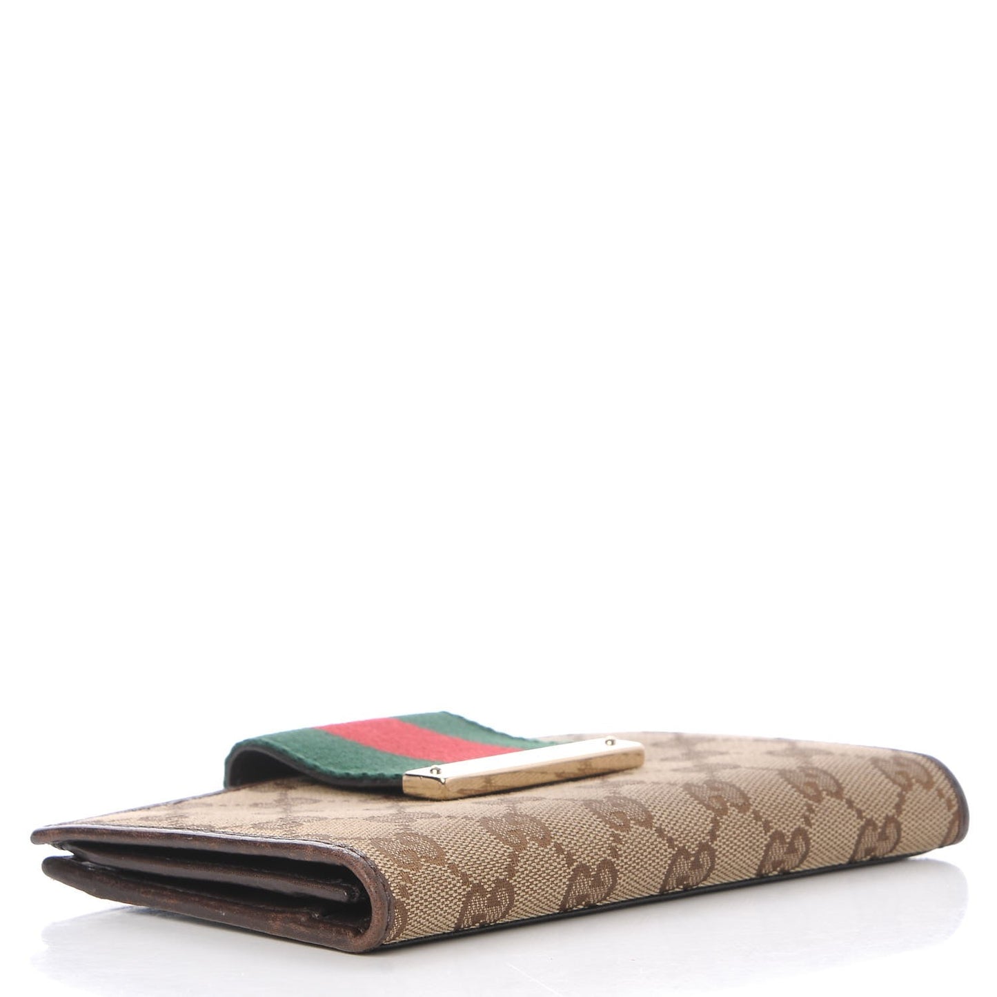 Monogram Calfskin Ladies Web Continental Wallet Beige Ebony Cocoa