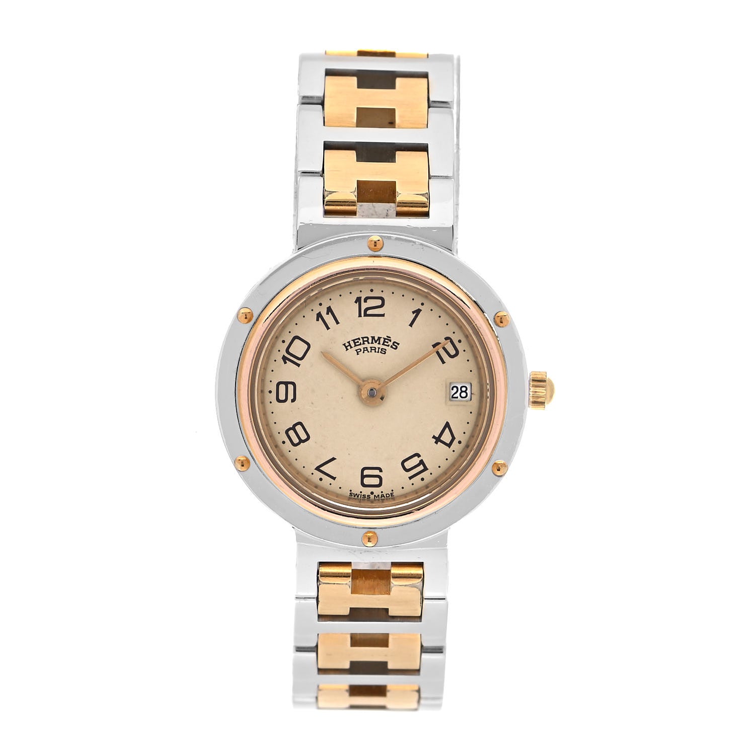 Hermes Stainless Steel 24mm Clipper Quartz Watch Gold 1 of 4