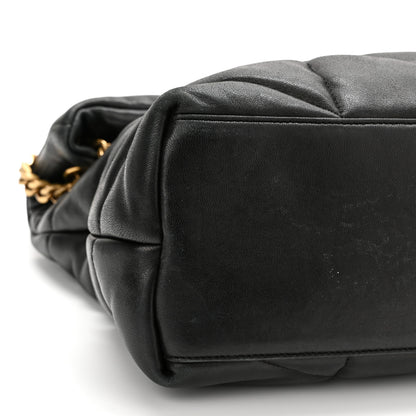 Saint Laurent Lambskin Quilted Medium Loulou Puffer Monogram Chain Satchel Black 9 of 16