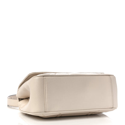 Salvatore Ferragamo Calfskin Quilted Gancini Flap Bag Bone 4 of 9