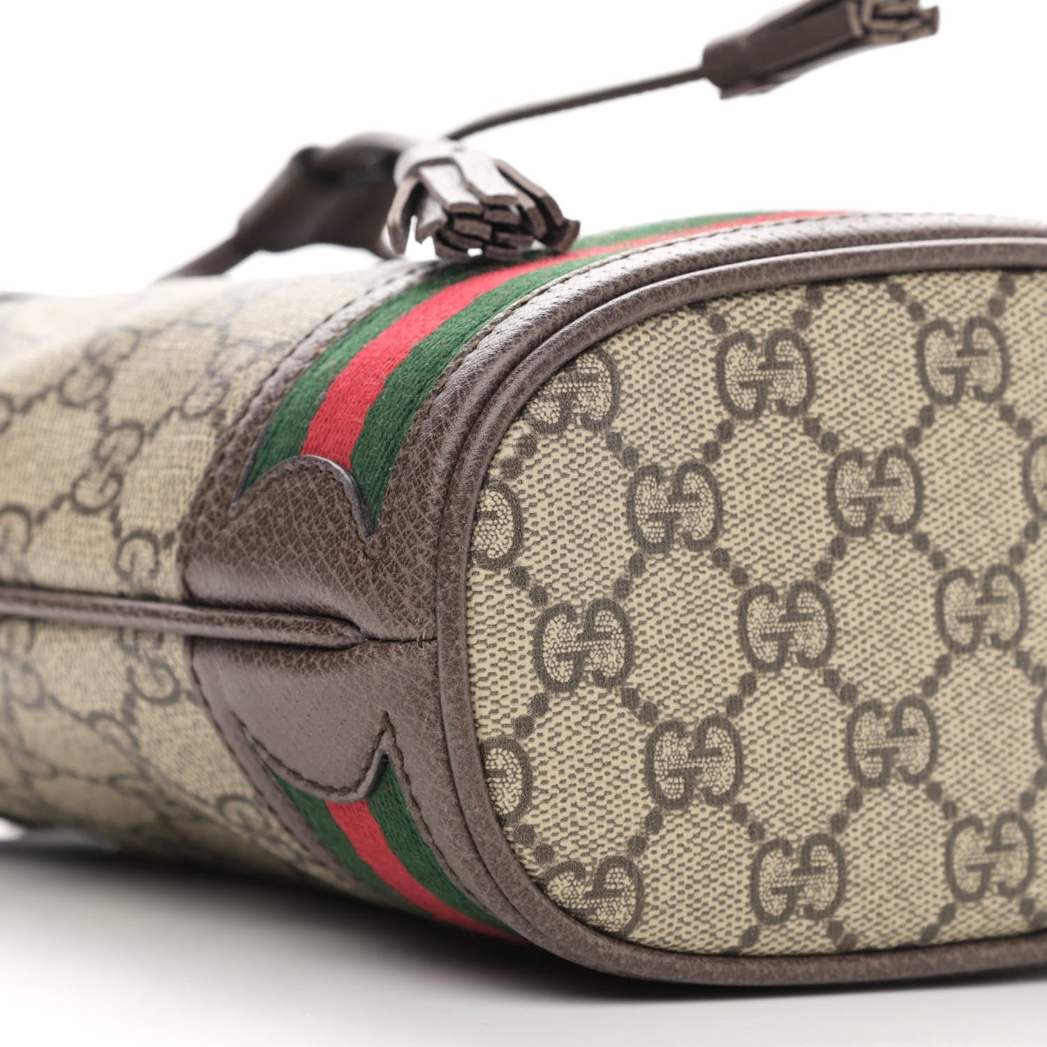 Gucci GG Supreme Monogram Web Mini Ophidia Bucket Bag Brown 9 of 10