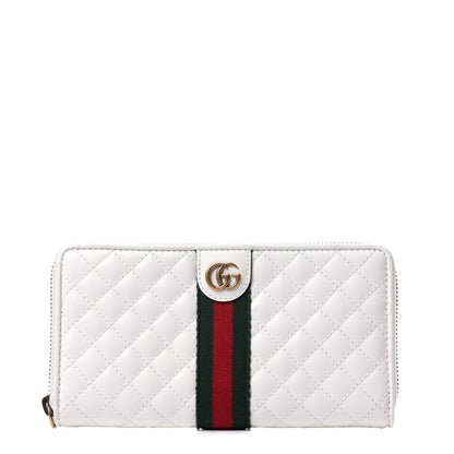 Gucci Calfskin Web Trapuntata GG Zip Around Wallet Off White 1 of 8