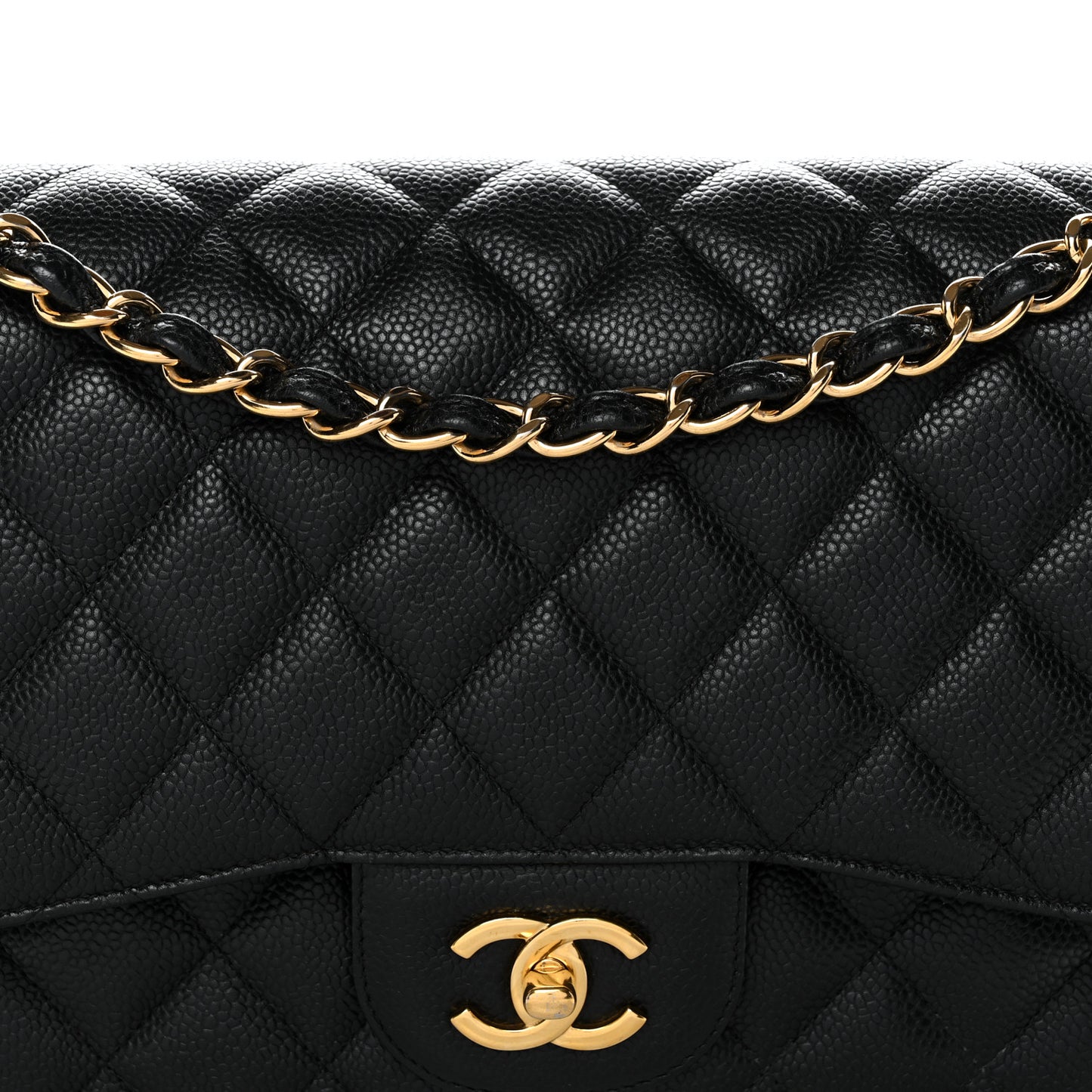 Caviar Quilted Jumbo Double Flap Black