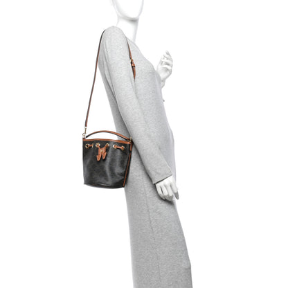 Celine Triomphe Canvas Calfskin Teen Clara Drawstring Bucket Bag Tan 2 of 9