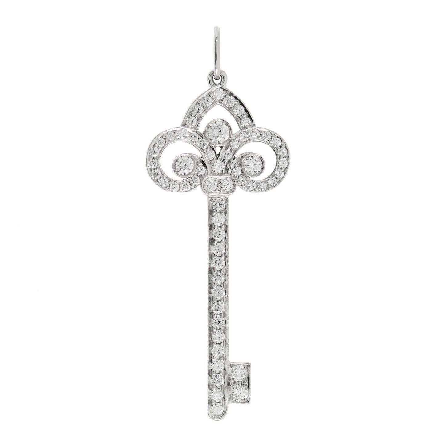 Platinum Diamond .41ct Fleur De Lis Key Pendant